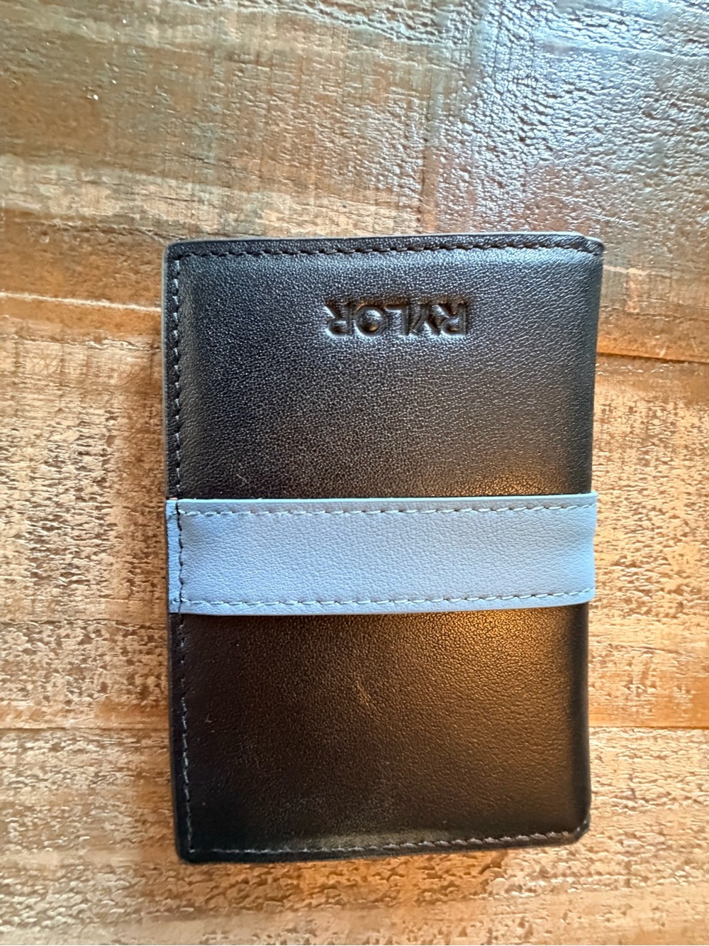 RYLOR Black Card Wallet with Light Blue Band